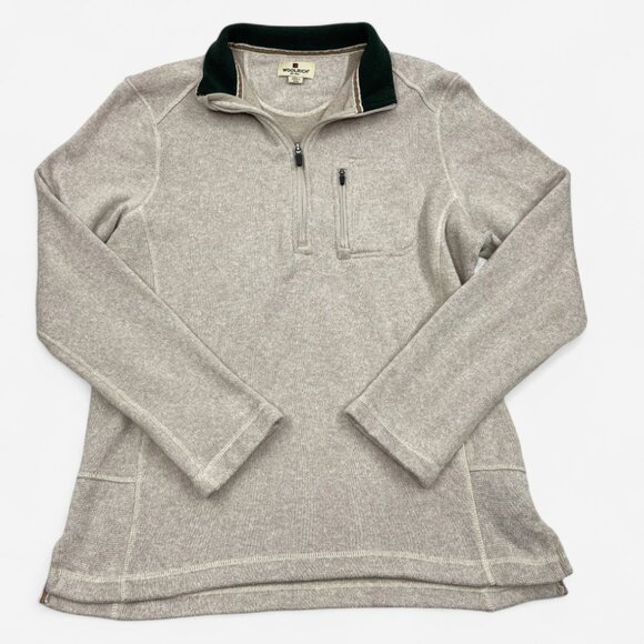 Woolrich Oatmeal Beige 1/4 Zip Fleece Pullover Sweater Jacket Men's Medium M - Picture 1 of 10